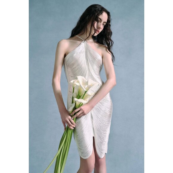 Cult Gaia Mara Dress in Off White Fringe X-Small New Womens Bridal Cocktail - Picture 17 of 17